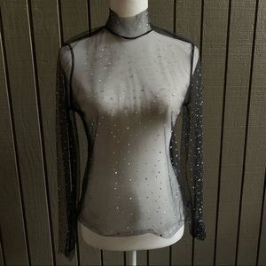 Sheer Top With Rhinestones.